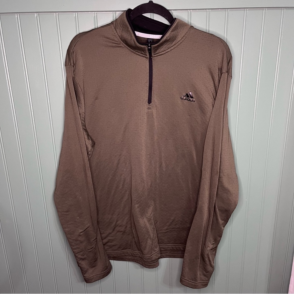 Adidas Golf Olive Lightweight Pullover Quarter Zip Athletic Top Size L